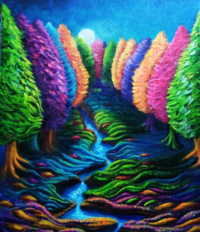 Enchanted Forest - Acrylics over canvas - Art in Costa Rica